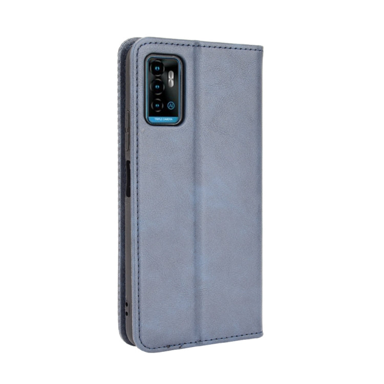 For ZTE Blade A71 Magnetic Buckle Retro Crazy Horse Texture Horizontal Flip Leather Case with Holder & Card Slots & Photo Frame(Blue) - ZTE Cases by buy2fix | Online Shopping UK | buy2fix