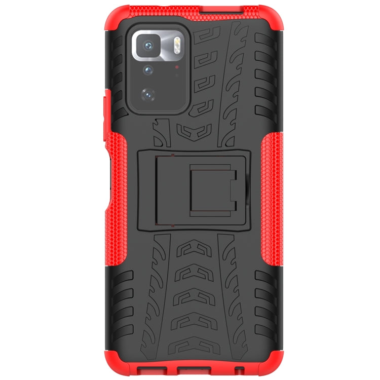 For Xiaomi Poco X3 GT Tire Texture Shockproof TPU+PC Protective Case with Holder(Red) - Xiaomi Cases by buy2fix | Online Shopping UK | buy2fix