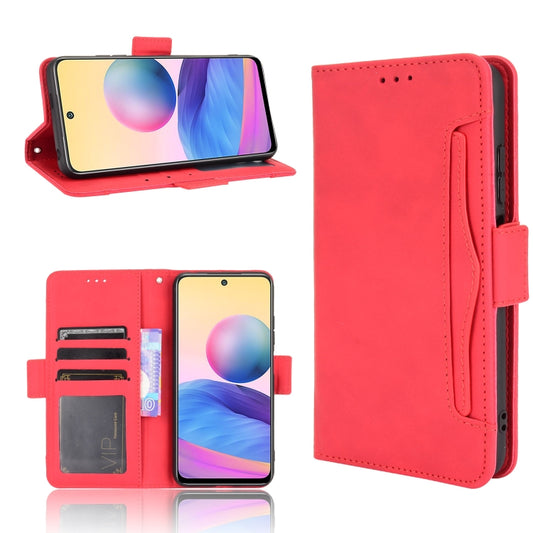 For Xiaomi Redmi Note 10 5G Skin Feel Calf Pattern Horizontal Flip Leather Case with Holder & Card Slots & Photo Frame(Red) - Xiaomi Cases by buy2fix | Online Shopping UK | buy2fix