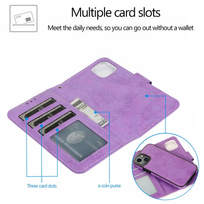 For iPhone 13 Retro 2 in 1 Detachable Horizontal Flip Leather Case with Card Slots & Wallet(Purple) - iPhone 13 Cases by buy2fix | Online Shopping UK | buy2fix