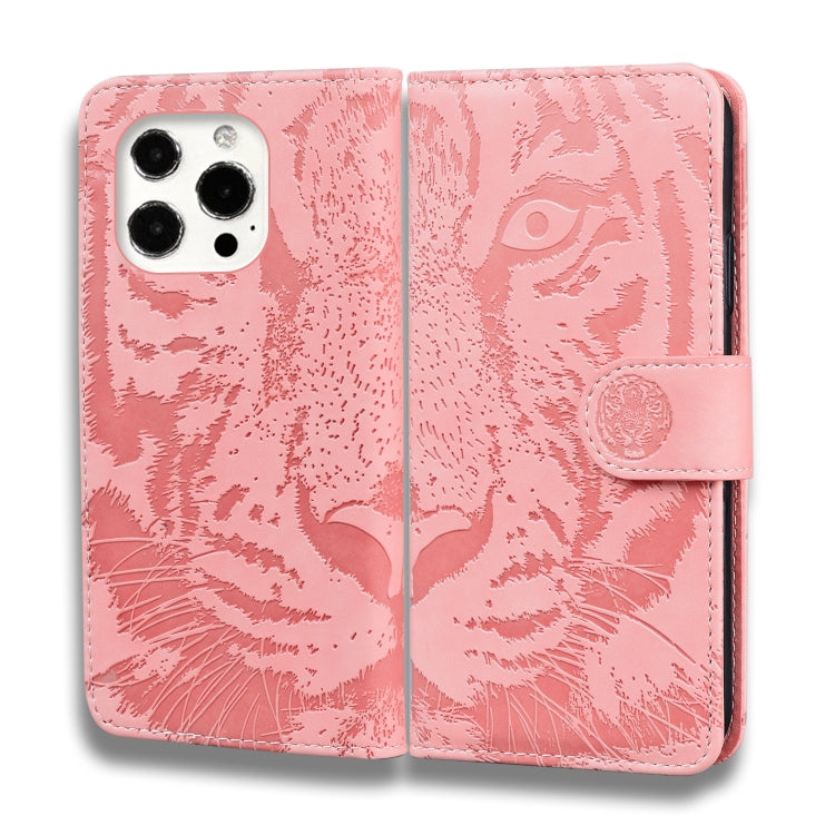 For iPhone 13 Pro Tiger Embossing Pattern Horizontal Flip Leather Case with Holder & Card Slots & Wallet (Pink) - iPhone 13 Pro Cases by buy2fix | Online Shopping UK | buy2fix