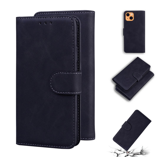 For iPhone 13 mini Skin Feel Pure Color Horizontal Flip Leather Case with Holder & Card Slots & Wallet (Black) - iPhone 13 mini Cases by buy2fix | Online Shopping UK | buy2fix