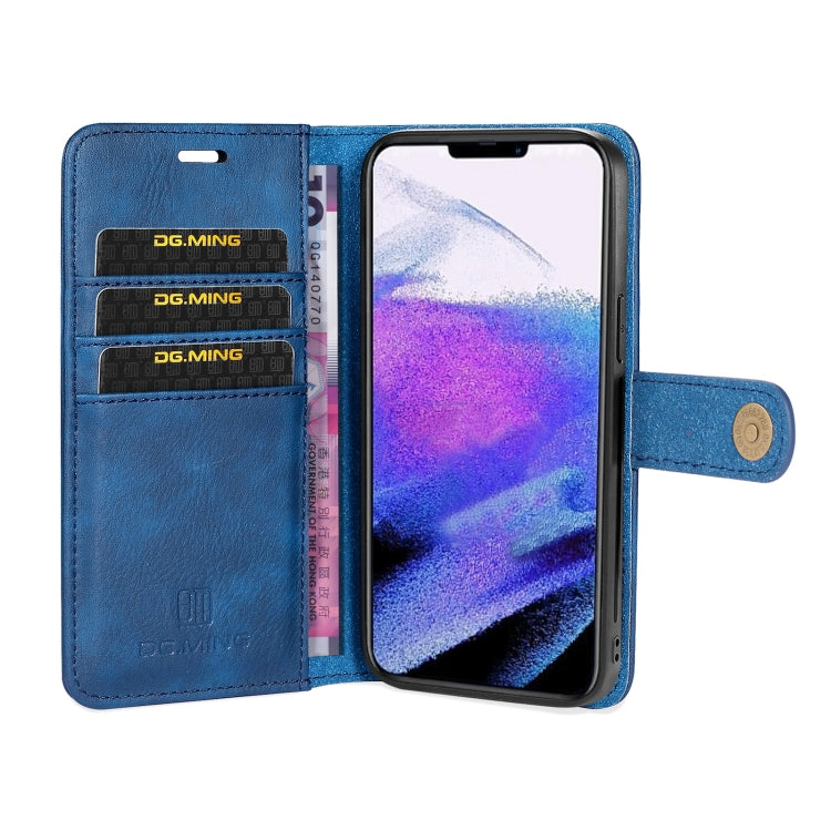 For iPhone 13 Pro Max DG.MING Crazy Horse Texture Flip Detachable Magnetic Leather Case with Holder & Card Slots & Wallet (Blue) - iPhone 13 Pro Max Cases by DG.MING | Online Shopping UK | buy2fix