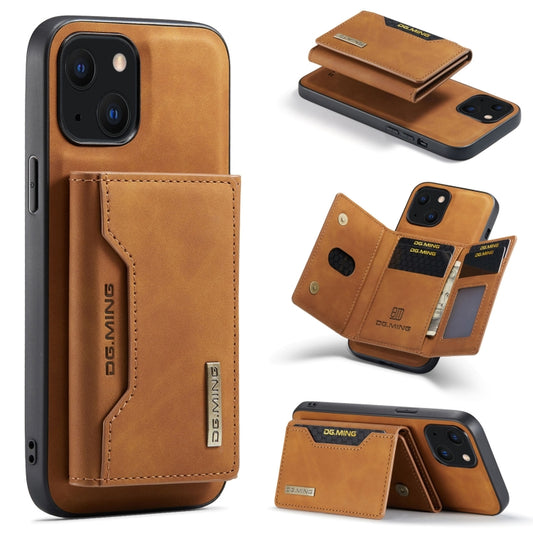 For iPhone 13 DG.MING M2 Series 3-Fold Card Bag Shockproof Case with Wallet & Holder Function(Brown) - iPhone 13 Cases by DG.MING | Online Shopping UK | buy2fix