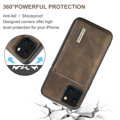 For iPhone 13 mini DG.MING M1 Series 3-Fold Multi Card Wallet Shockproof Case with Holder Function (Coffee) - iPhone 13 mini Cases by DG.MING | Online Shopping UK | buy2fix