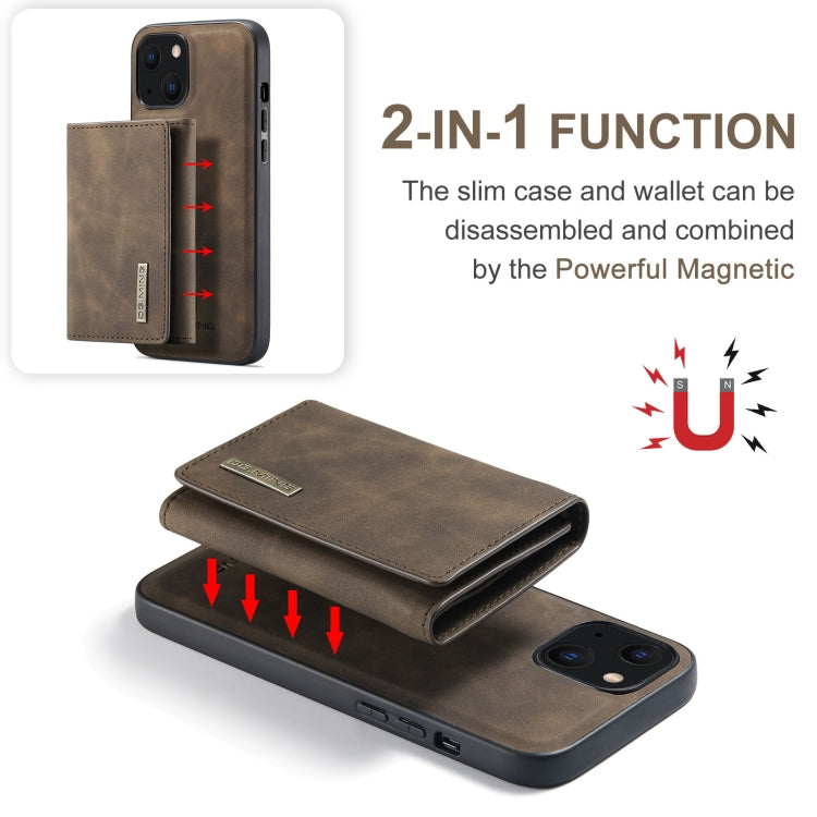 For iPhone 13 mini DG.MING M1 Series 3-Fold Multi Card Wallet Shockproof Case with Holder Function (Coffee) - iPhone 13 mini Cases by DG.MING | Online Shopping UK | buy2fix