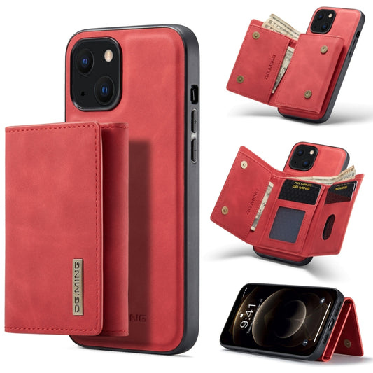 For iPhone 13 DG.MING M1 Series 3-Fold Multi Card Wallet Shockproof Case with Holder Function (Red) - iPhone 13 Cases by DG.MING | Online Shopping UK | buy2fix