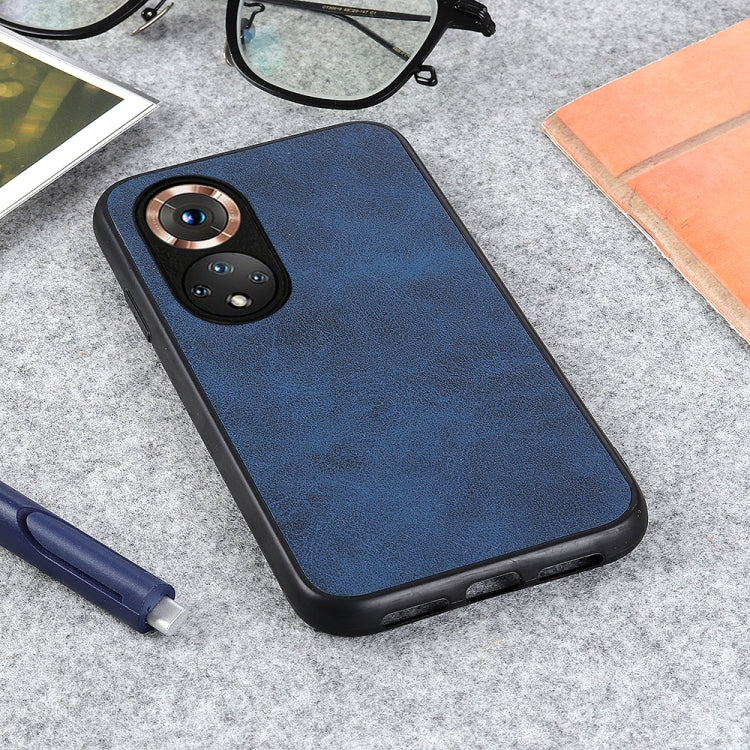 For Honor 50 Accurate Hole Two-color Calf Texture Shockproof Case(Blue) - Honor Cases by buy2fix | Online Shopping UK | buy2fix