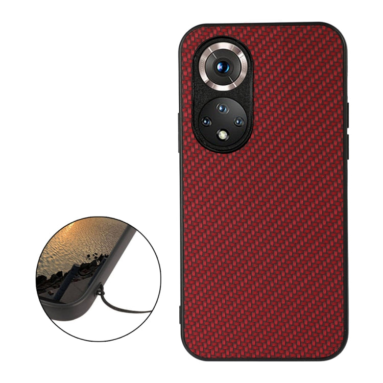 For Honor 50 Accurate Hole Carbon Fiber Texture Shockproof Case(Red) - Honor Cases by buy2fix | Online Shopping UK | buy2fix