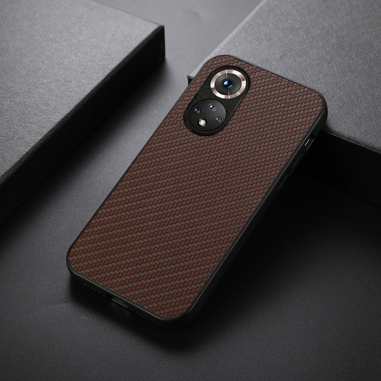 For Honor 50 Accurate Hole Carbon Fiber Texture Shockproof Case(Brown) - Honor Cases by buy2fix | Online Shopping UK | buy2fix