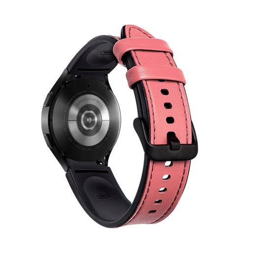 For Samsung Galaxy Watch4 Silicone + Leather Black Buckle Watch Band(Pink) - Watch Bands by buy2fix | Online Shopping UK | buy2fix