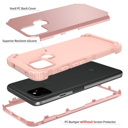 For Google Pixel 4a 5G 3 in 1 Shockproof PC + Silicone Protective Case(Rose Gold) - Google Cases by buy2fix | Online Shopping UK | buy2fix