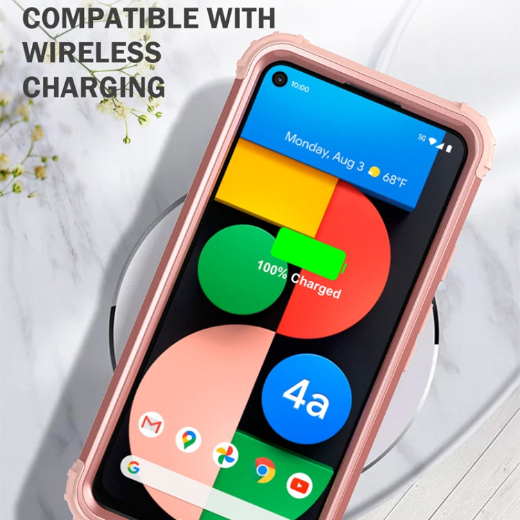 For Google Pixel 4a 5G 3 in 1 Shockproof PC + Silicone Protective Case(Rose Gold) - Google Cases by buy2fix | Online Shopping UK | buy2fix