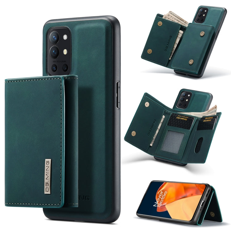 DG.MING M1 Series 3-Fold Multi Card Wallet  Back Cover Shockproof Case with Holder Function For OnePlus 9R(Green) - OnePlus Cases by DG.MING | Online Shopping UK | buy2fix