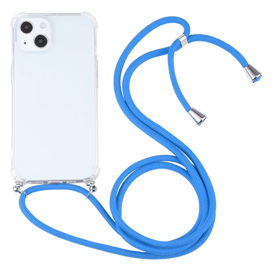 For iPhone 13 Four-corner Shockproof Transparent TPU Protective Case with Lanyard(Blue) - iPhone 13 Cases by buy2fix | Online Shopping UK | buy2fix