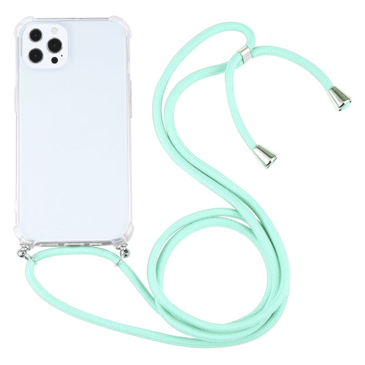 For iPhone 13 Pro Four-corner Shockproof Transparent TPU Protective Case with Lanyard (Mint Green) - iPhone 13 Pro Cases by buy2fix | Online Shopping UK | buy2fix