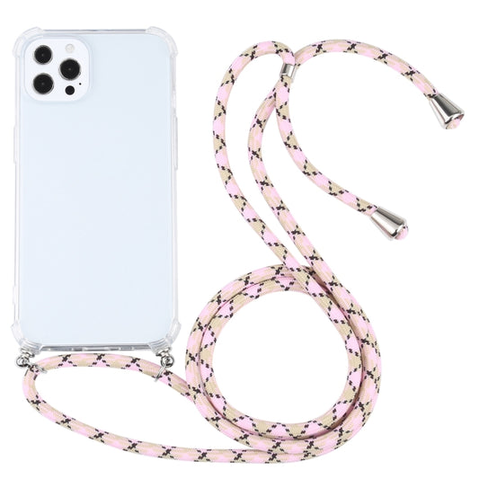 For iPhone 13 Pro Max Four-corner Shockproof Transparent TPU Protective Case with Lanyard (Colorful Pink) - iPhone 13 Pro Max Cases by buy2fix | Online Shopping UK | buy2fix
