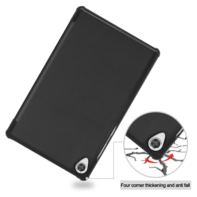 For Lenovo Tab M8 3rd Gen Custer Texture Horizontal Flip Leather Case with Three-folding Holder(Black) - Lenovo by buy2fix | Online Shopping UK | buy2fix