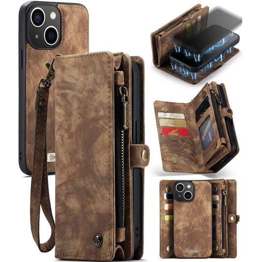 For iPhone 13 CaseMe-008 Detachable Multifunctional Horizontal Flip Leather Case with Card Slot & Holder & Zipper Wallet & Photo Frame(Brown) - iPhone 13 Cases by CaseMe | Online Shopping UK | buy2fix