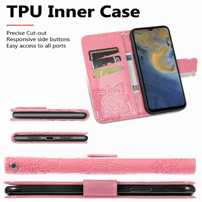 Butterfly Love Flowers Embossed Horizontal Flip Leather Case with Holder & Card Slots & Wallet & Lanyard For ZTE Blade A51(Pink) - ZTE Cases by buy2fix | Online Shopping UK | buy2fix