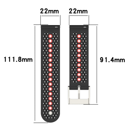 22mm Universal Colorful Hole Silicone Watch Band(Black Orange) - Watch Bands by buy2fix | Online Shopping UK | buy2fix