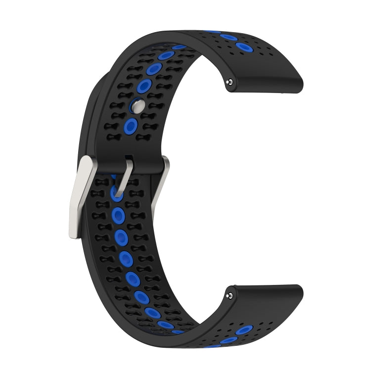 22mm Universal Colorful Hole Silicone Watch Band(Black Blue) - Watch Bands by buy2fix | Online Shopping UK | buy2fix