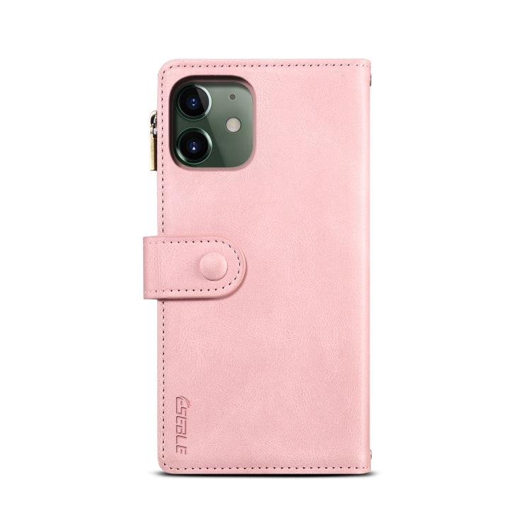 For iPhone 12 mini Retro Frosted Horizontal Flip Leather Case with Holder & Card Slot & Wallet & Zipper Pocket & Lanyard (Rose Gold) - iPhone 12 mini Cases by buy2fix | Online Shopping UK | buy2fix