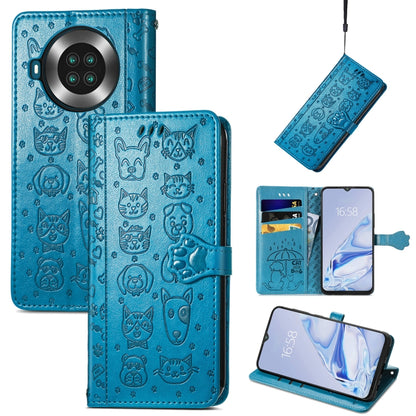 For CUBOT Note 20 Lovely Cat and Dog Embossing Pattern Horizontal Flip Leather Case , with Holder & Card Slots & Wallet & Cartoon Clasp & Lanyard(Blue) - More Brand by buy2fix | Online Shopping UK | buy2fix
