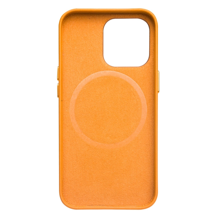 For iPhone 13 QIALINO Nappa Cowhide MagSafe Magnetic Protective Case(Orange) - iPhone 13 Cases by QIALINO | Online Shopping UK | buy2fix
