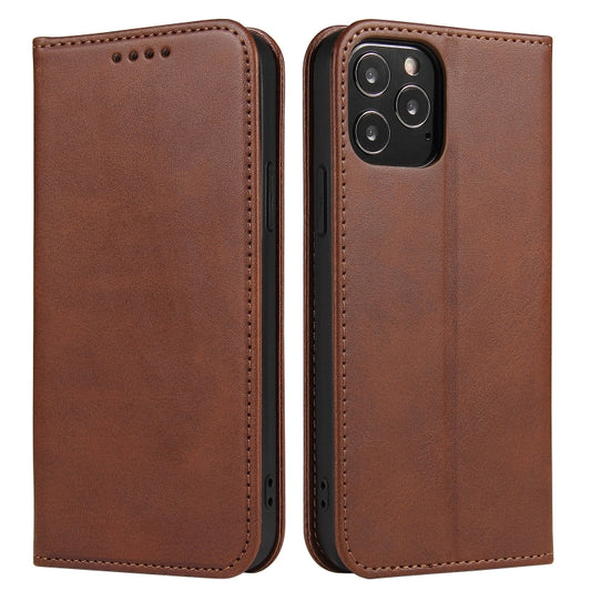 For iPhone 13 mini Calf Texture Magnetic Horizontal Flip Leather Case with Holder & Card Slots & Wallet (Brown) - iPhone 13 mini Cases by buy2fix | Online Shopping UK | buy2fix