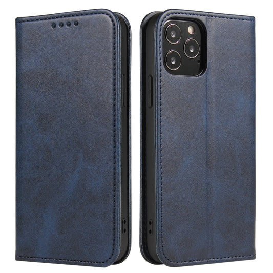 For iPhone 13 mini Calf Texture Magnetic Horizontal Flip Leather Case with Holder & Card Slots & Wallet (Blue) - iPhone 13 mini Cases by buy2fix | Online Shopping UK | buy2fix