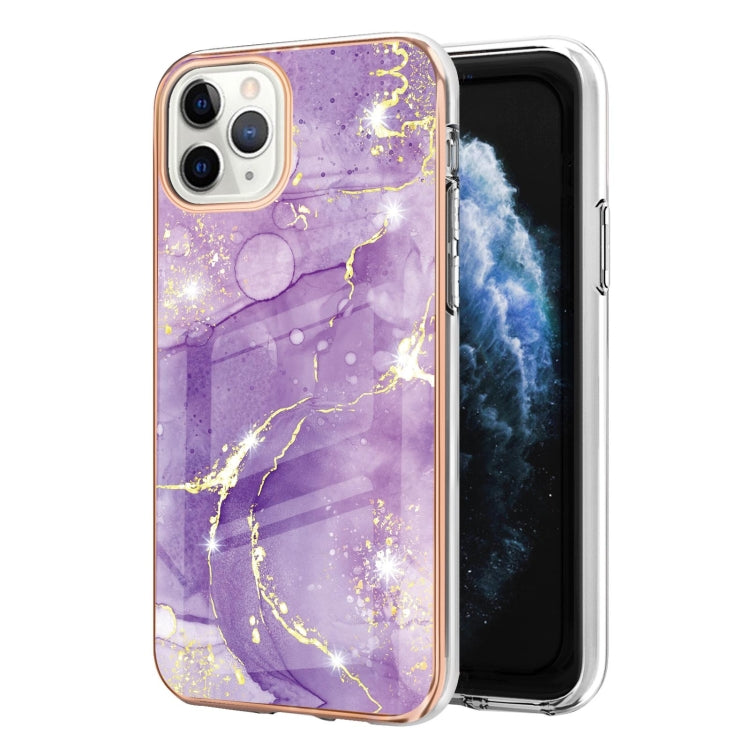 For iPhone 11 Pro Max Electroplating Marble Pattern Dual-side IMD TPU Shockproof Case (Purple 002) - iPhone 11 Pro Max Cases by buy2fix | Online Shopping UK | buy2fix