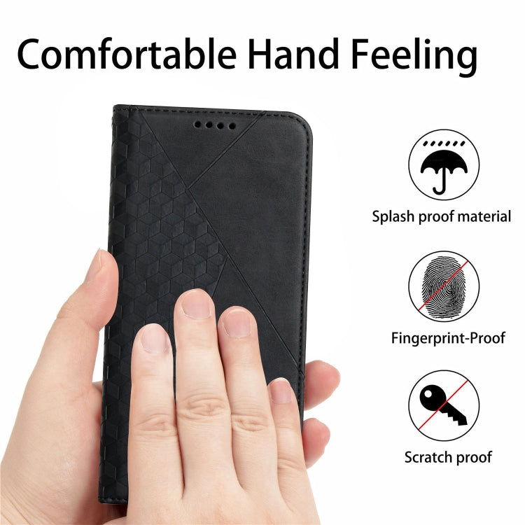 For iPhone 12 mini Diamond Pattern Splicing Skin Feel Magnetic Horizontal Flip Leather Case with Card Slots & Holder & Wallet (Black) - iPhone 12 mini Cases by buy2fix | Online Shopping UK | buy2fix