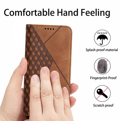 For iPhone 12 / 12 Pro Diamond Pattern Splicing Skin Feel Magnetic Horizontal Flip Leather Case with Card Slots & Holder & Wallet(Brown) - iPhone 12 / 12 Pro Cases by buy2fix | Online Shopping UK | buy2fix