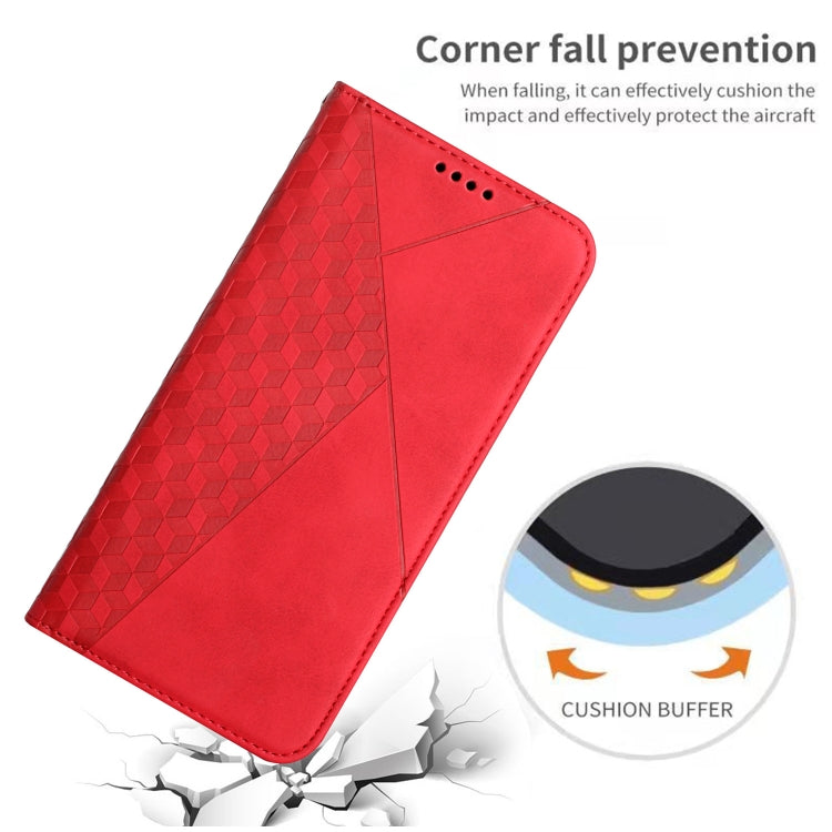 For iPhone 12 / 12 Pro Diamond Pattern Splicing Skin Feel Magnetic Horizontal Flip Leather Case with Card Slots & Holder & Wallet(Red) - iPhone 12 / 12 Pro Cases by buy2fix | Online Shopping UK | buy2fix