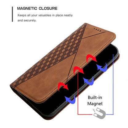 For iPhone 12 Pro Max Diamond Pattern Splicing Skin Feel Magnetic Horizontal Flip Leather Case with Card Slots & Holder & Wallet(Brown) - iPhone 12 Pro Max Cases by buy2fix | Online Shopping UK | buy2fix