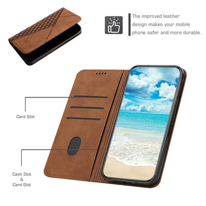 For iPhone 11 Diamond Pattern Splicing Skin Feel Magnetic Horizontal Flip Leather Case with Card Slots & Holder & Wallet (Brown) - iPhone 11 Cases by buy2fix | Online Shopping UK | buy2fix