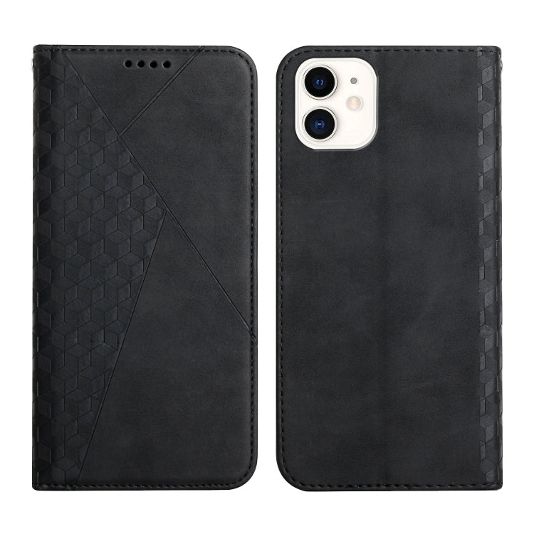 For iPhone 11 Diamond Pattern Splicing Skin Feel Magnetic Horizontal Flip Leather Case with Card Slots & Holder & Wallet (Black) - iPhone 11 Cases by buy2fix | Online Shopping UK | buy2fix