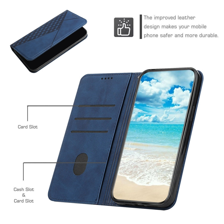 For iPhone XR Diamond Pattern Splicing Skin Feel Magnetic Horizontal Flip Leather Case with Card Slots & Holder & Wallet(Blue) - More iPhone Cases by buy2fix | Online Shopping UK | buy2fix