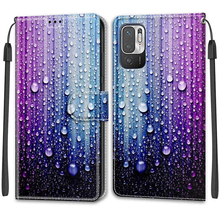 Voltage Coloured Drawing Magnetic Clasp Horizontal Flip PU Leather Case with Holder & Card Slots For Xiaomi Redmi Note 10 5G(C05 Purple Blue Water Drops) - Xiaomi Cases by buy2fix | Online Shopping UK | buy2fix