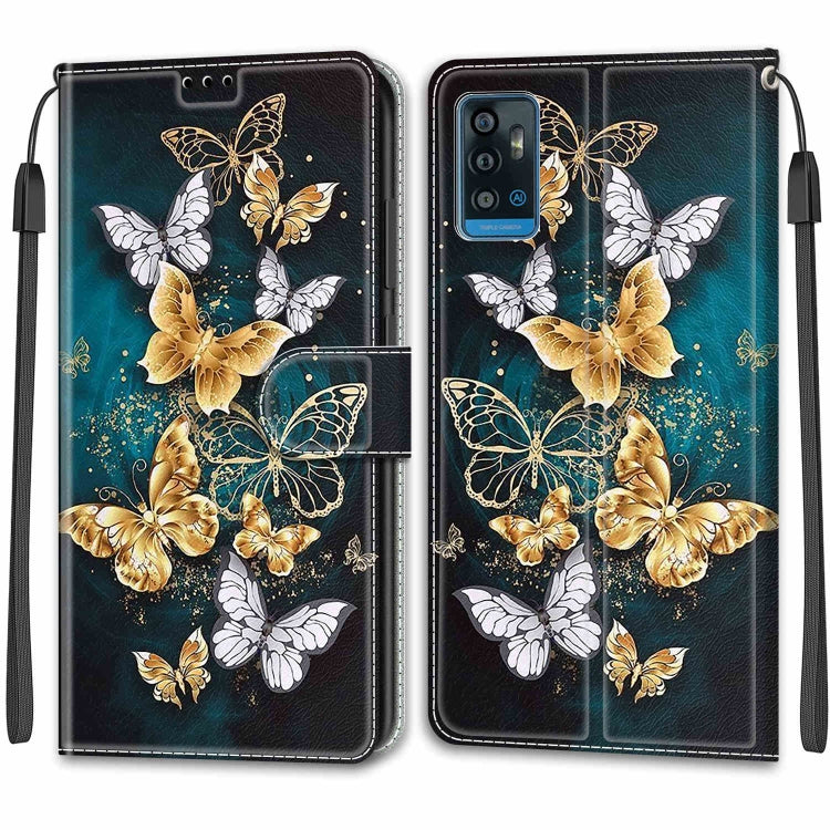 Voltage Coloured Drawing Magnetic Clasp Horizontal Flip PU Leather Case with Holder & Card Slots For ZTE Blade A71(C20 Gold Silver Flying Butterflies) - ZTE Cases by buy2fix | Online Shopping UK | buy2fix