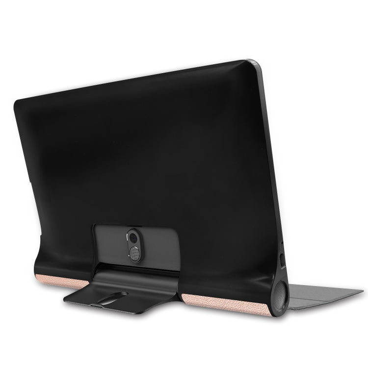 For Lenovo Yoga Smart Tab Custer Texture Horizontal Flip Leather Case with Two-folding Holder(Rose Gold) - Lenovo by buy2fix | Online Shopping UK | buy2fix