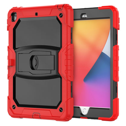 For iPad 10.2 2021 / 2020 / 2019 Shockproof Colorful Silica Gel + PC Protective Case with Holder & Shoulder Strap(Red) - iPad 10.2 Cases by buy2fix | Online Shopping UK | buy2fix