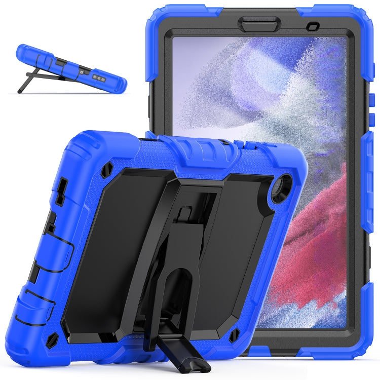 Shockproof Colorful Silica Gel + PC Protective Case with Holder & Shoulder Strap For Samsung Galaxy A7 Lite T220 / T225(Dark Blue) - Tab A7 Lite T220 / T225 by buy2fix | Online Shopping UK | buy2fix