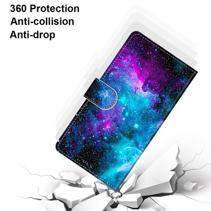 For OPPO A93 5G / A93s 5G / A54 5G / A74 5G Coloured Drawing Cross Texture Horizontal Flip PU Leather Case with Holder & Card Slots & Wallet & Lanyard(Purple Green Starry Sky) - OPPO Cases by buy2fix | Online Shopping UK | buy2fix