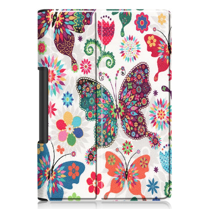 For Lenovo Yoga Smart Tab Color Drawing Pattern Horizontal Flip Leather Case with Two-folding Holder(Color Butterfly) - Lenovo by buy2fix | Online Shopping UK | buy2fix