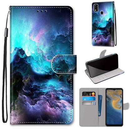 For ZTE Blade A51 Coloured Drawing Cross Texture Horizontal Flip PU Leather Case with Holder & Card Slots & Wallet & Lanyard(Colorful Clouds) - ZTE Cases by buy2fix | Online Shopping UK | buy2fix