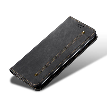 For iPhone 13 Denim Texture Casual Style Horizontal Flip Leather Case with Holder & Card Slots & Wallet(Black) - iPhone 13 Cases by buy2fix | Online Shopping UK | buy2fix