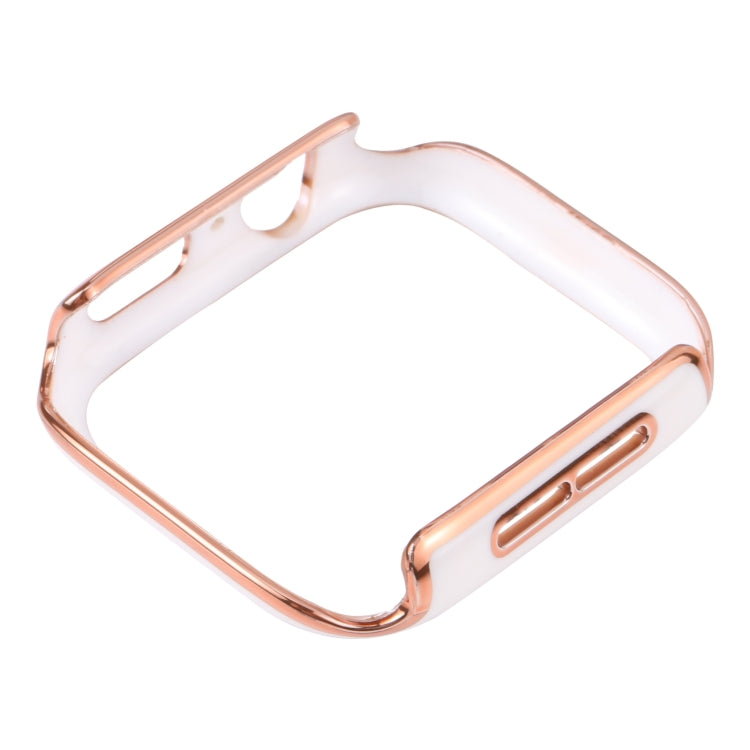 Dual-color Electroplating PC Protective Watch Case For Apple Watch Series 7 & 6 & SE & 5 & 4 40mm(Rose Gold Edge + White Background) - Watch Cases by buy2fix | Online Shopping UK | buy2fix