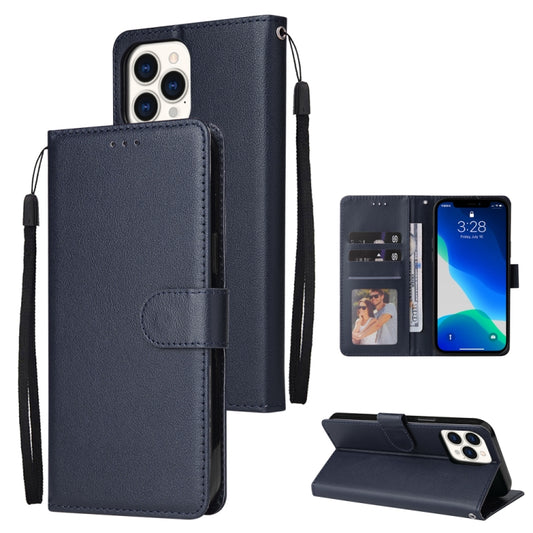 For iPhone 13 mini Multifunctional Horizontal Flip Leather Case, with Three Card Slot & Holder & Photo Frame & Lanyard (Navy) - iPhone 13 mini Cases by buy2fix | Online Shopping UK | buy2fix